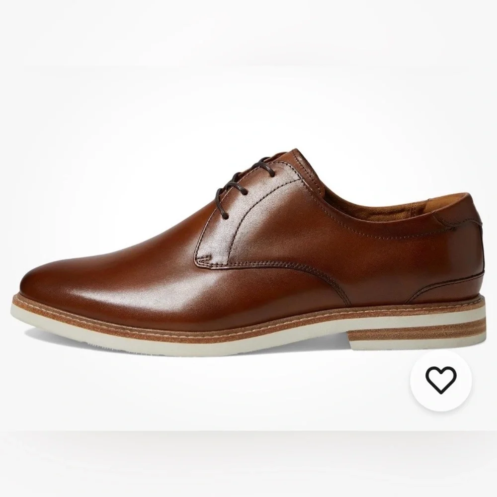 Florsheim Men’s Highland Plain Toe Oxford Shoes Cognac Smooth/White Sole. Size 8